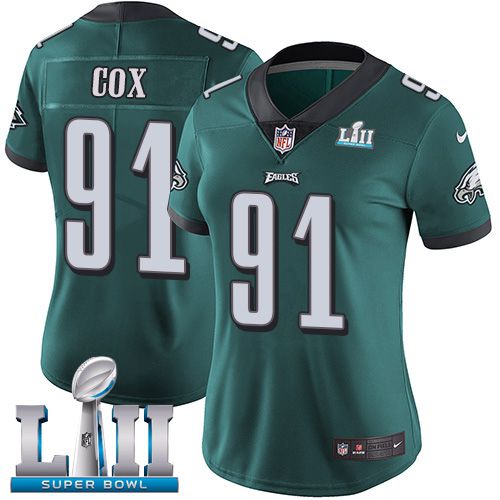 Women Philadelphia Eagles #91 Cox Green Limited 2018 Super Bowl NFL Jerseys